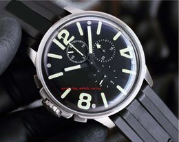 classic style men Wristwatches 45mm black dial Japan Quartz Chronograph Refined steel case Premium rubber strap High Quality 8111-A Mens Watches