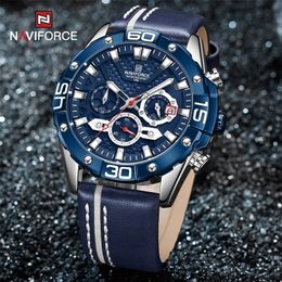 Top Luxury NAVIFORCE Watches For Men Fashion Sport Chronograph Quartz Wrist Watch Male Military Leather Strap Waterproof Clock 220530