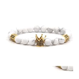 Charm Bracelets Lava Crown For Men Jewelry Women Bead Bracelet Drop Delivery Dhhpe