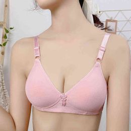 Adjustable Wire Free Women Bras Thin Mold Small Ab 3/4 Cup Sexy Gathering Rimless Bra Traditional Breathable Solid Active Bra L220726