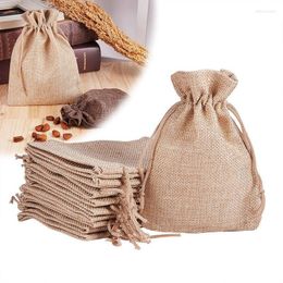 Jewellery Pouches Bags 20PCS Gift Wedding Hessian Jute Linen With Drawstring For Birthday Party Favours Edwi22