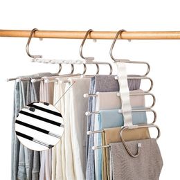 5 in 1 Pant Hanger for Clothes Organiser Multifunction Shelves Closet Storage Stainless Steel Magic Trouser Hangers 220815