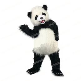 Halloween Long Hair Panda Mascot Costume Cartoon Theme Character Carnival Festival Fancy dress Adults Size Christmas Outdoor Advertising Outfit Suit