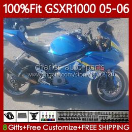 OEM Bodys Kit For SUZUKI GSX-R1000 GSXR 1000 CC K5 05-06 factory blue Bodywork 122No.165 1000CC GSXR-1000 GSXR1000 05 06 GSX R1000 2005 2006 Injection Mould MOTO Fairing