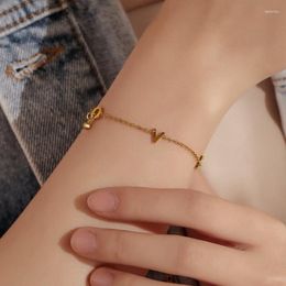 Link Chain Fashion 18K Gold Plated LOVE Letter Bracelet Women Trendy 2022 OL Titanium Steel Valentine Gift Bride Jewellery Fawn22