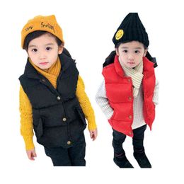 1-10 Year Big Size Girls Vest 2021 New Winter Warm Cotton Down Thick Vest For Children Christmas Present Jacket J220718