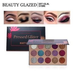 New Pressed Glitter Beauty Glazed 15 Colour Sequins Palette Eyeshadow Highlighter Shimmer Eye shadow Beauty Makeup Brand