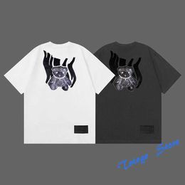 We11done T-shirts Cartoon Bear Print Simple Casual Oversized High Quality Men Woman Fashion O-Neck Washed Reflective Welldone