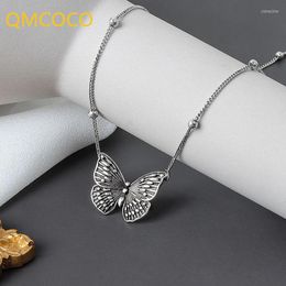 Chains Butterfly Pendant Thai Silver Necklace Vintage Fashion Clavicle Chain Trendy Colour Party Jewellery Gifts For WomenChains Sidn22