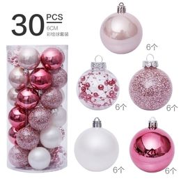 6cm30pcs pink plastic ball ornaments Christmas balls christmas decorations for home tree pendant adornos Y201020