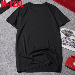 Men's T-Shirts Summer Men's Short-Sleeved T-shirt Round Neck Large Size 12XL Men Solid Color Black Gray Casual Top ClothingMen's