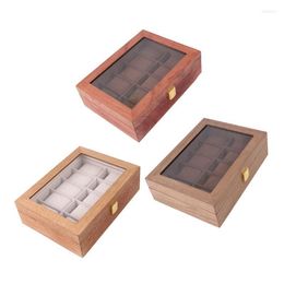 Watch Boxes & Cases Wood Box With Clear Cover Fashion Home Shop Waist Band Bracelet Hoder Organizer 10/6 Grids Jewelry Storage BoxWatch Hele