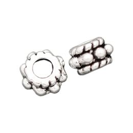 Alloy Screw Thread Curved Rim Dots Rondelle Beads 4.9x4.9mm Antique Silver Spacers Jewellery Findings L646 300pcs/lot