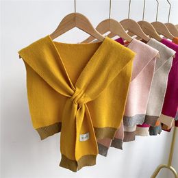 Bow Ties Women Solid Color Fake Collar Shawl For Winter Female Blouse Shoulders Cape Knitted False Collars ScarfBow