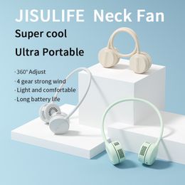 JISULIFE USB Portable Neck Fan 360Adjustable Bladeless Rechargeable Flexible Hose Hands Free Around 220505