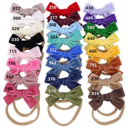 Cute Girls Velvet Hair Bow on Skinny Nylon Headband Baby Girl Velvet Hair Clips Kids Barrettes Hair Accessories Bulk