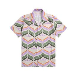 Camisas de designer de luxo Moda masculina Camisa de boliche geométrica Hawaii Floral Casual Men Slim Fit Sleeve Variedade G48S2