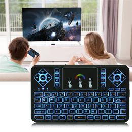 Q9s Mini Colourful Bluetooth Wireless Keyboard Cool Backlit with Touchpad Q9 Air Mouse Remote Control For Android TV Box