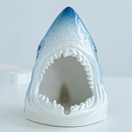 Latest Natural Shark Shape Color Ceramics Ashtrays Dry Herb Tobacco Cigarette Holder Bracket Stand Innovative Design Smoking Ashtray High Quality DHL Free