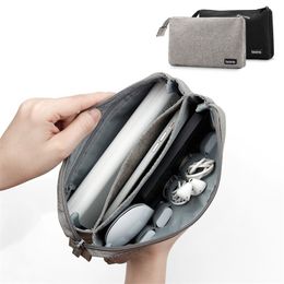 2 Layers Portable Power Bank USB Cables Headset Mobile Phone Charger Holder Organizer Pouch Case Travel Electronic Storage Bag 220812