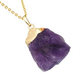 Pendant Necklaces Rough Crystal Stone Amethyst Reiki Healing Rose Quartz Irregular Random Size For Jewelry Making Necklace AccessoriesPendan