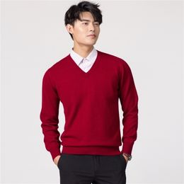 Man Pullovers Winter Fashion Vneck Sweater Cashmere and Wool Knitted Jumpers Men Woolen Clothes Standard Male Tops LJ200916