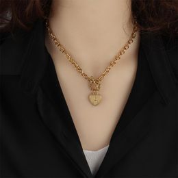 Chains Heart Initial Necklace Stainless Steel Necklaces For Women Gold Letter A-Z Thick Chain Charm Jewelry GiftsChains