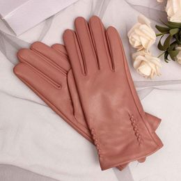 Five Fingers Gloves Mittens Women's Women Touch Screen Real Sheepskin Leather Winter S2799