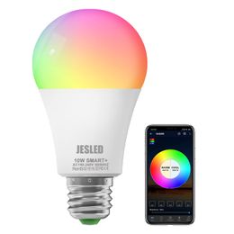 Jesled ABD Stok 10W Işıklar Ampul B22 E27 Renk Değiştiren Wifi LED ampul 2700K-6500K RGBCW Dimmable Akıllı Ampuller Ledler Light Alexa Home Party için