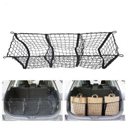 Car Organizer 110x30CM Trunk Rear Storage Cargo Luggage Nylon Elastic Net Holder Bag 3 Grid Mesh Frame