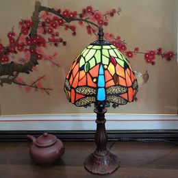 Table Lamps Tiffany Lamp E27 AC85-265V Dragonfly Style Bedroom Bedside Creative Fashion Retro MJ1113Table