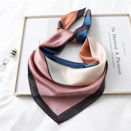 Luxury Silk Satin Square Scarf Women Print 70cm Spring Shawl Wrap Neck Tie Female Hair Hand Wirst Foulard Bandana Hijab