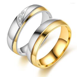 Wedding Rings Simple Casual Stainless Steel Couple Diamond Pair Ring Fashion Jewellery For Women Rita22