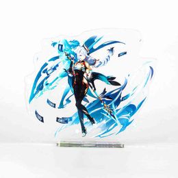 Anime Figures Genshin Impact Shenhe Yunjin Zhongli Xiao Hutao Genshin Acrylic Stand Models Plate Desk Decor Standing Sign Gifts AA220318