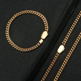 -Anhänger Halsketten Gold/Silber Bordsteinkubanische Verknüpfungskette für Männer Frauen Hip Hop Edelstahl Party Halskette Armband Mode Schmuck wasserdicht