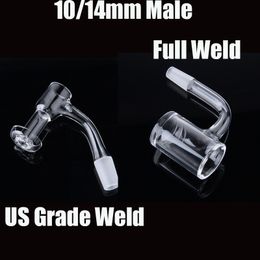 Clear Quartz Banger Glass 10mm 14mm Male Joint Smoking Accessories Seamless Thick Quartz Bangers Bevelled Edge US Grade Weld FWQB0102