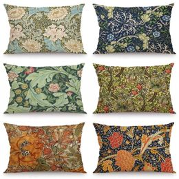 Pillow Case XUNYU Rectangle Cushion Cover Vintage Flowers Pattern Printed Pillow Case JX006 220623