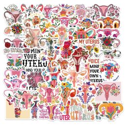 50Pcs Feminist Sticker UterusFlowers Uterus Stickers Graffiti Kids Toy Skateboard Car Motorcycle Bicycle Sticker Decals