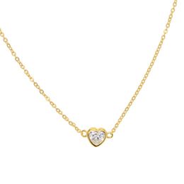 Chains Sterling Silver Fashion Tiny Gold Colour CZ Heart Pendant Necklace Delicate Chain Minimal Chocker For Women Jewelry2022Chains