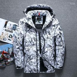 Men's Down & Parkas Winter Fashion Print Brand Jacket Casual Thick Hooded Warm Graffiti White Duck Coat Male Clothes1 Kare22