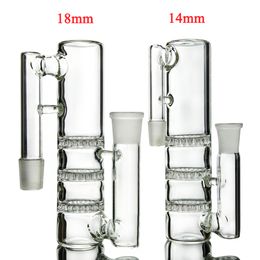 Straight Tube Glass Bongs Clear Tripble Beecomb Percolator Glass Ash Catcher With 90 Degree 14mm 18mm Joint Smoking Pipes Accessories Dab Tools