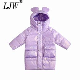 Children 4-12 Year Old Winter Down Jacket 2021 Winter New Mid-Length White Duck Down Waterproof Padded Down Jacket Hooded Cotto J220718