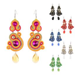hanging earrings UK - Dangle & Chandelier Fashion Handmade Soutache Women Earrings Colorful Long Hanging Earring Crystal Sutasz Jewelry Orange Black White Trend G