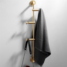 60cm Brass Cloth Hanger North European Wall Hook Bedroom Storage Cloth Holder T200211