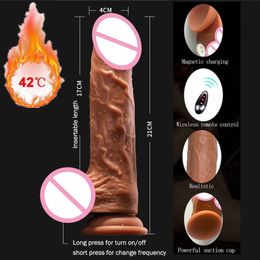 Telescopic Heating VibratorDildo Realistic Suction Cup Penis Big Cock Vibrating Woman Dildo Adult sexy Toys for Women Fast Orgam