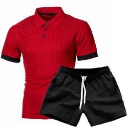 Men's Polos 2022 Summer T-shirt+shorts Suit, Casual Knitted Shirt Fashion Sports Short-sleeved Beach Pants Suit