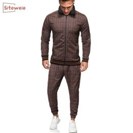 SITEWEIE Men's Sportswear Sets Spring Autumn Male Casual Tracksuit Men 2 Piece Jacket Pants Set Male Sport Suit Tracksuit G416 201128