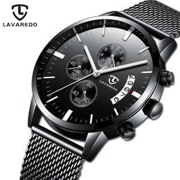 Lavaredo 2019 Casual minimalist Quartz Watch For Men Mesh Business Sport Waterproof Clock for men Relogio Masculino A9 T200409