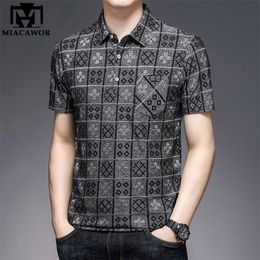 Polo Shirts Men Plaid Print Summer Short Sleeve Tee shirt Homme Slim Fit Casual Travel Beach Camisa Polos T1043 220408