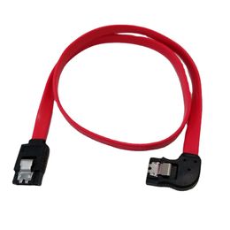 Right Angle 90 degree SATA 3.0 Serial Hard Drive Data Cable Double Channel Straight Head & Right Elbow with Double Shrapnel 50cm